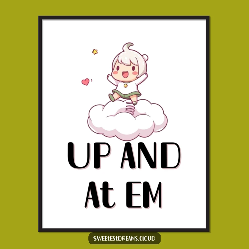 Funny Cloud Bouncer Poster: Dynamic Character Art, Perfect Funny Gift
