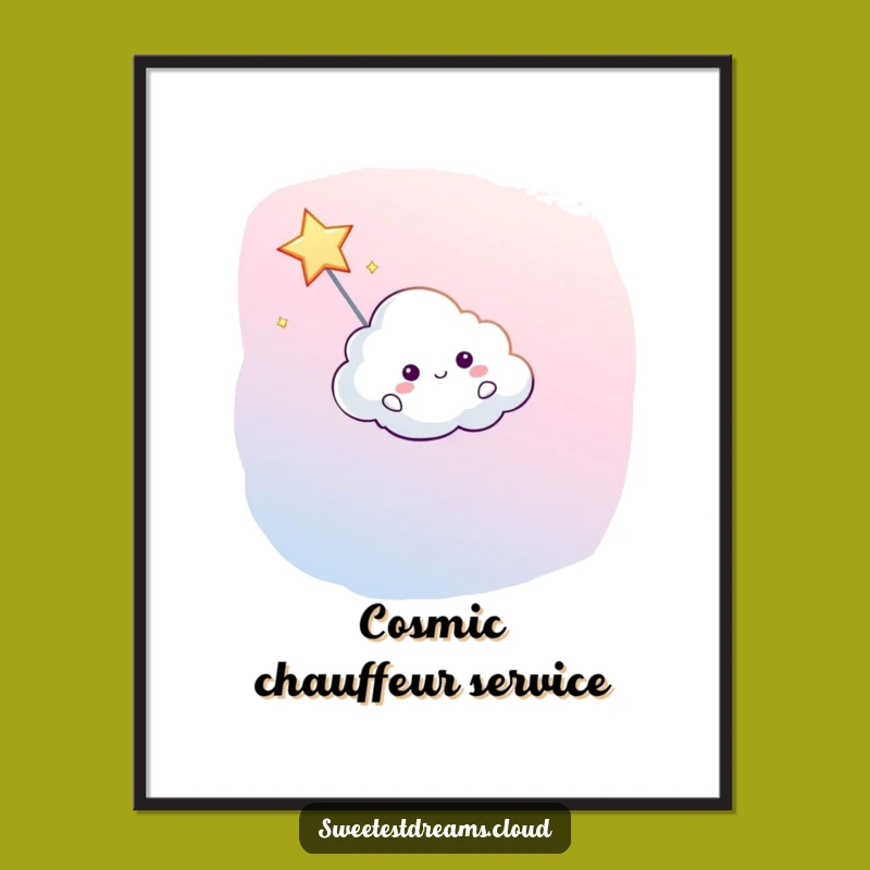 Funny Cloud Guiding Star Poster - Inspiring Celestial Wall Art
