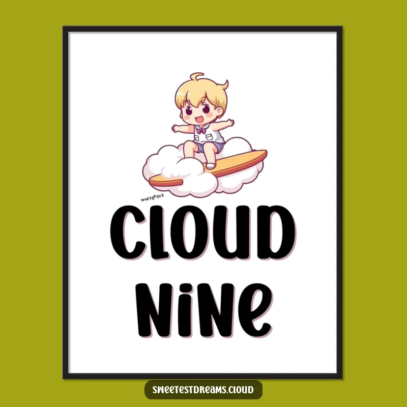 Funny Cloud Surfer Poster: Bring the Sky Indoors, Whimsical Art