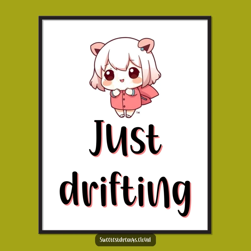 Funny Kawaii Breeze Poster: Whimsical Gentle Art Print, Great Gift