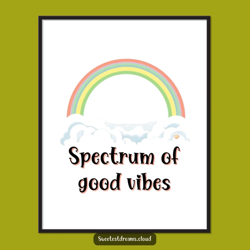 Funny Rainbow Cloud Poster: Gentle Arch Art, Uplifting Wall Decor Gift
