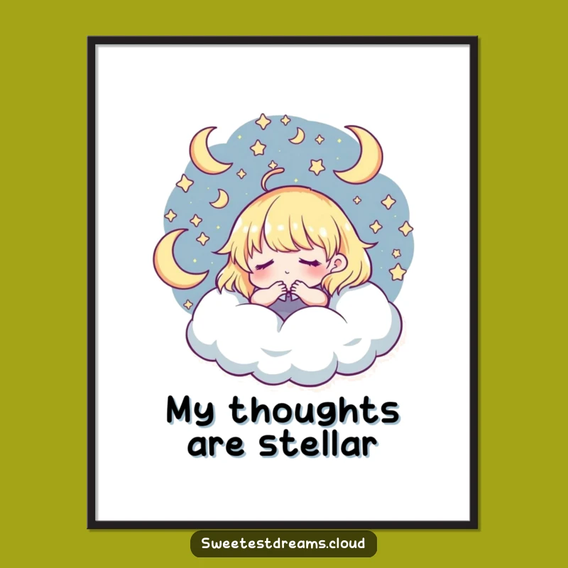 Funny Starry Dreaming Poster: Enchanting Celestial Character Art, Great Funny Gift