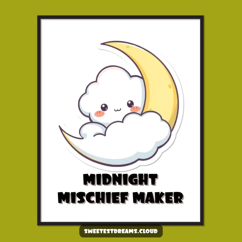 Funny Peek-a-Boo Cloud Poster - Whimsical Wall Art, Adorable Funny Gift