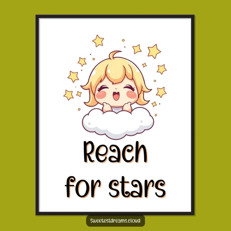 Funny Star Chaser Poster: Giggling Cloud Art, Playful & Joyful Funny Gift