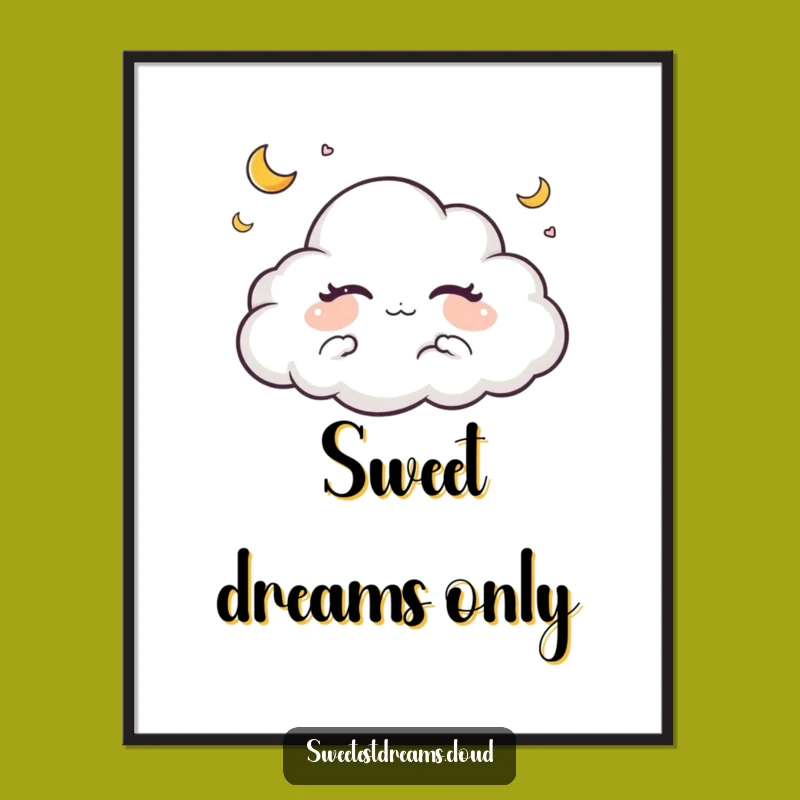 Funny Cloud Dreaming Moon Poster - Peaceful Celestial Wall Art