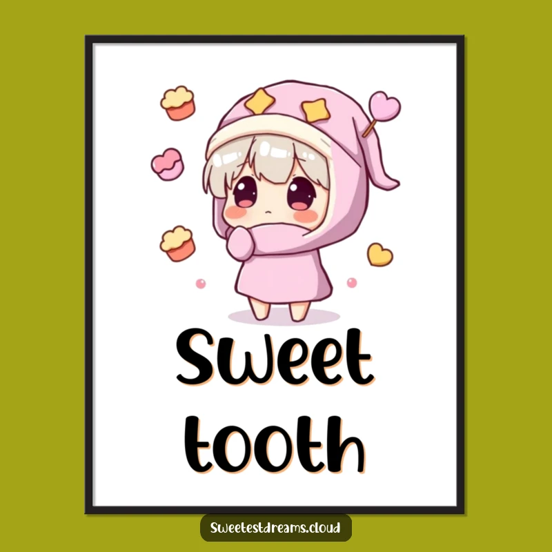 Funny Sweet Dreams Poster: Dessert Art, Whimsical Wall Decor Funny Gift