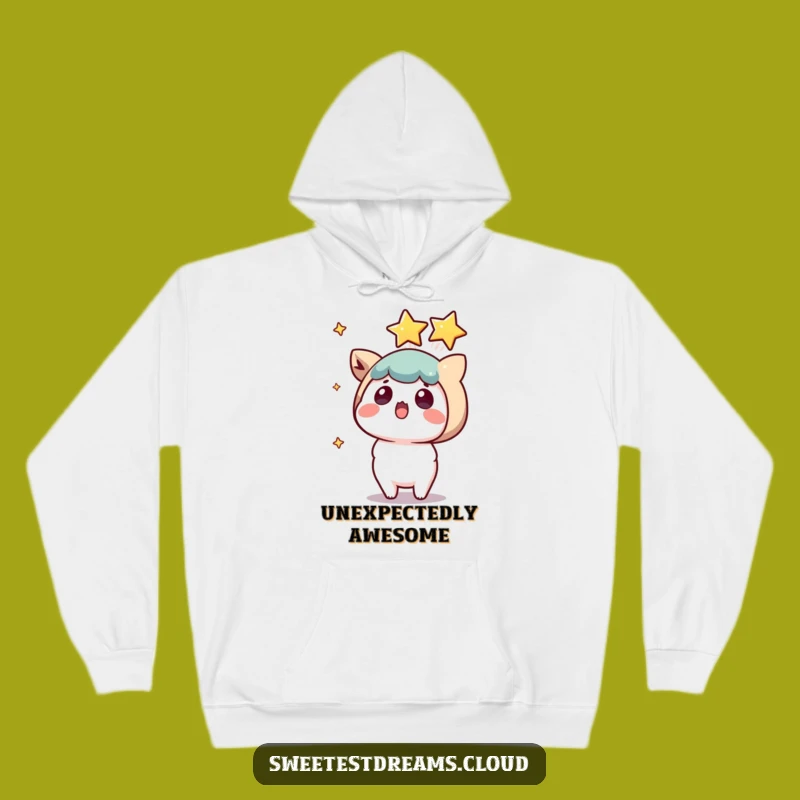 Cozy Funny Kawaii Star Surprise Hoodie: Shocked Character Comfort