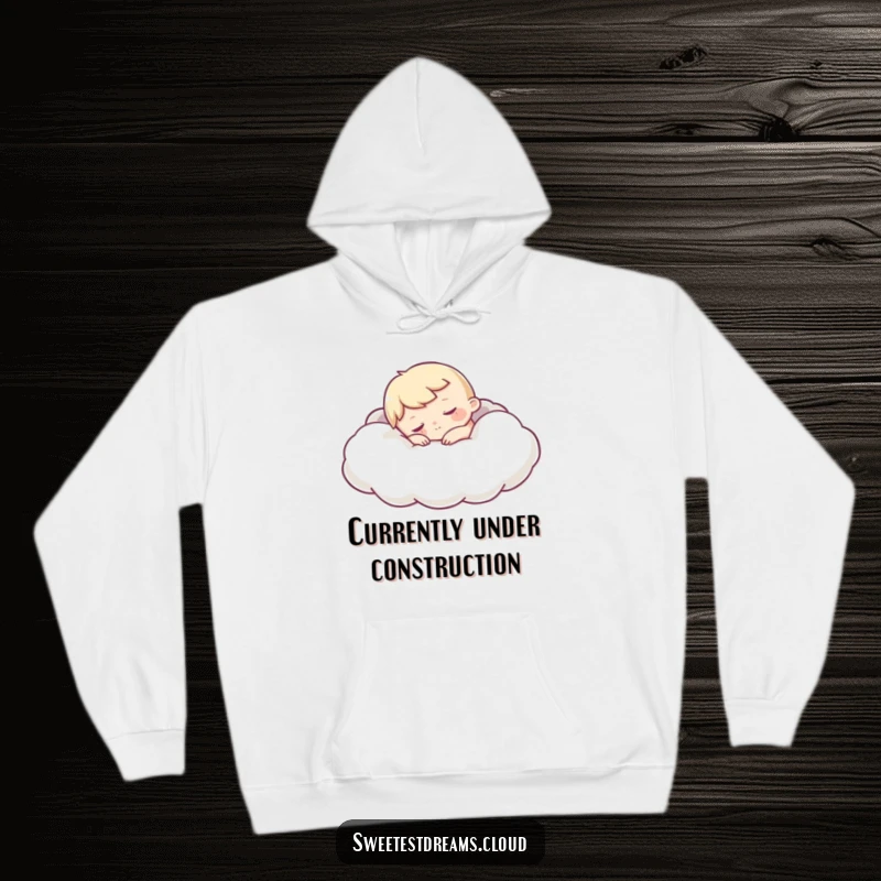 Funny Sleepy Character Hoodie with a design of a character snuggling into a cloud, perfect for cozy days and conveying humorous relaxation.