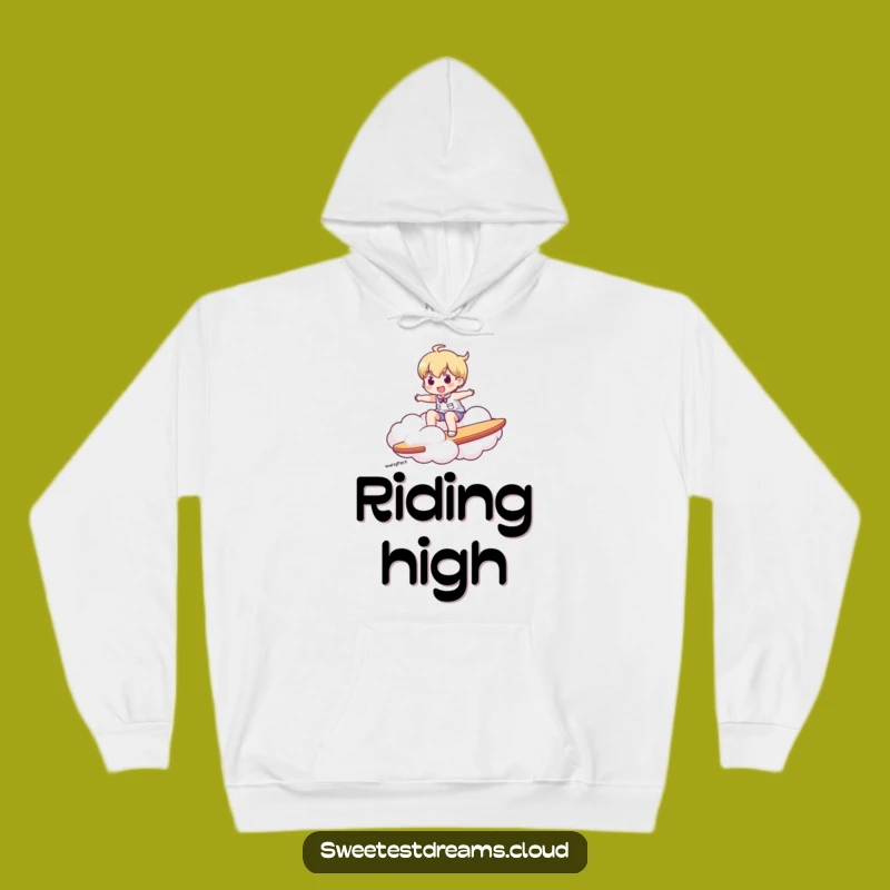 Cozy Funny Cloud Surfer Hoodie: Stay Warm While Riding High