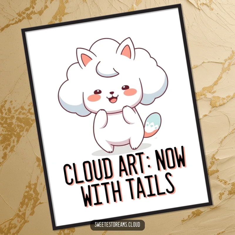 Funny Free Printable Wall Art: A cloud character is playfully sculpting itself into various animal forms.
