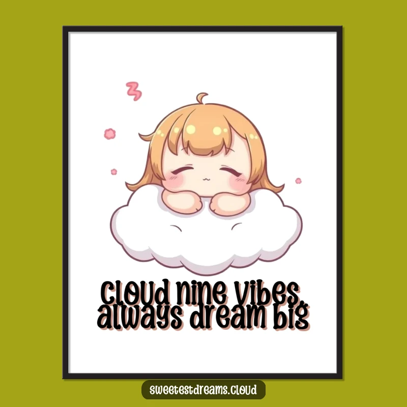 Dreamy Cloud Wall Art: Free Printable Kawaii Peaceful Character Decor