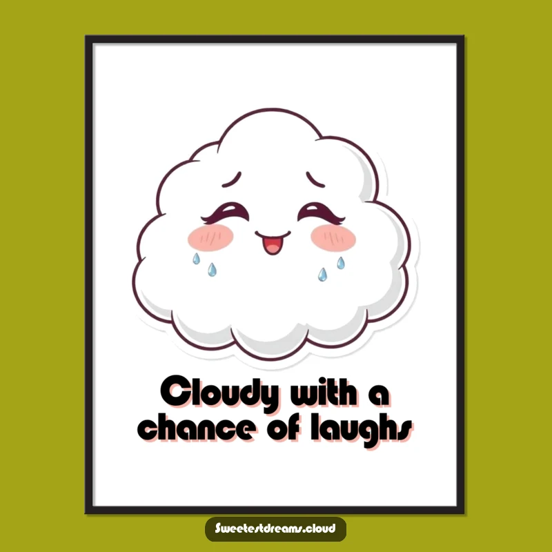 Free Printable Wall Art: Giggling Cloud Crying Glittery Teardrops Downloadable Art