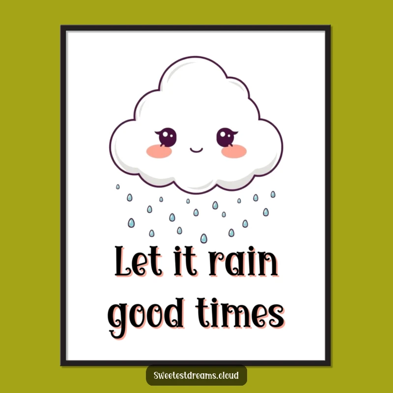 Free Printable Cloud Wall Art: Sparkling Rain Character Downloadable Decor