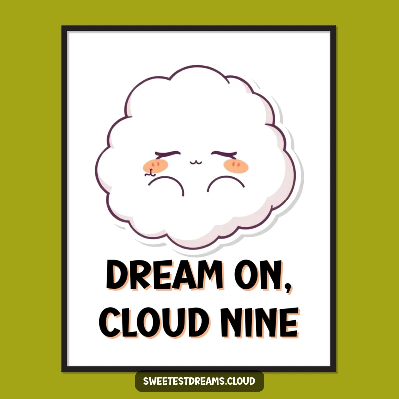 Free Printable Wall Art: Dreaming Cloud Character - Humorous Downloadable Decor