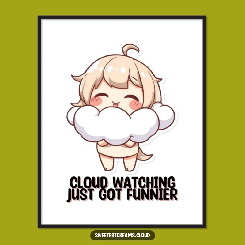 Free Printable Wall Art: Giggling Cloud Blower, Funny Character Downloadable Art