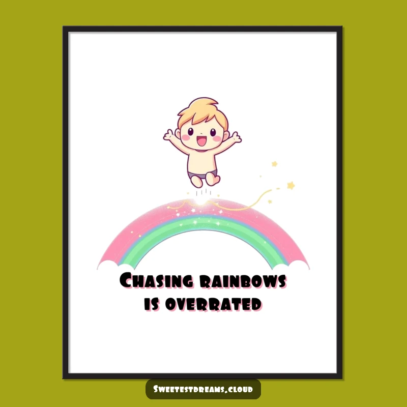 Free Printable Wall Art: Joyful Rainbow Leaper, Whimsical Downloadable Art
