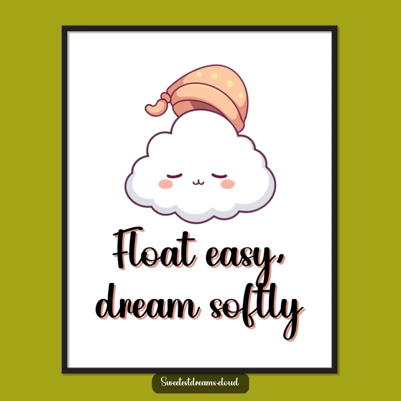 Free Printable Wall Art: Sleepy Cloud Character - Humorous & Peaceful Downloadable Decor