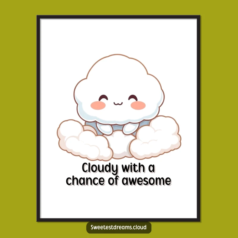 Funny Free Printable Wall Art: Smiling Cloud, Cozy Downloadable Decor