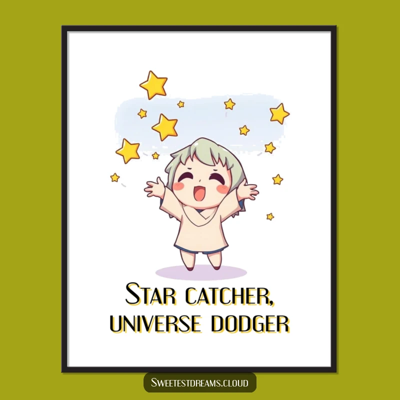 Funny Free Printable Wall Art: Star Catcher Character, Quirky Downloadable Art for Your Home