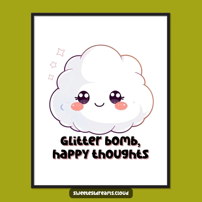 Funny Printable Wall Art: Glitter Cloud Art, Humorous Downloadable Decor Gift