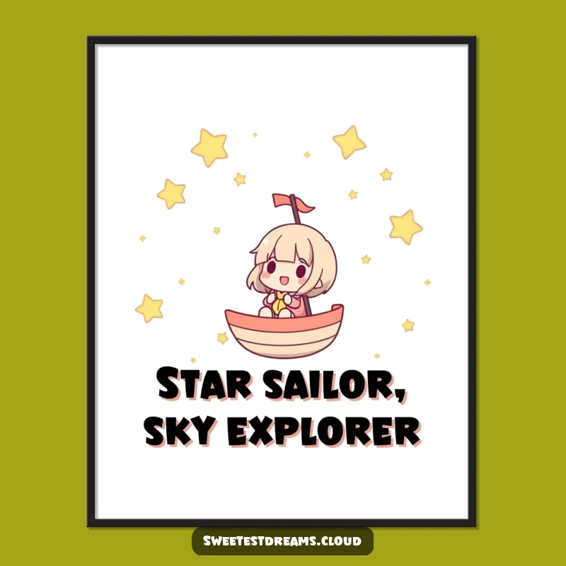 Funny Free Printable Wall Art: Star Sailing Character, Dreamy Downloadable Art for Your Space