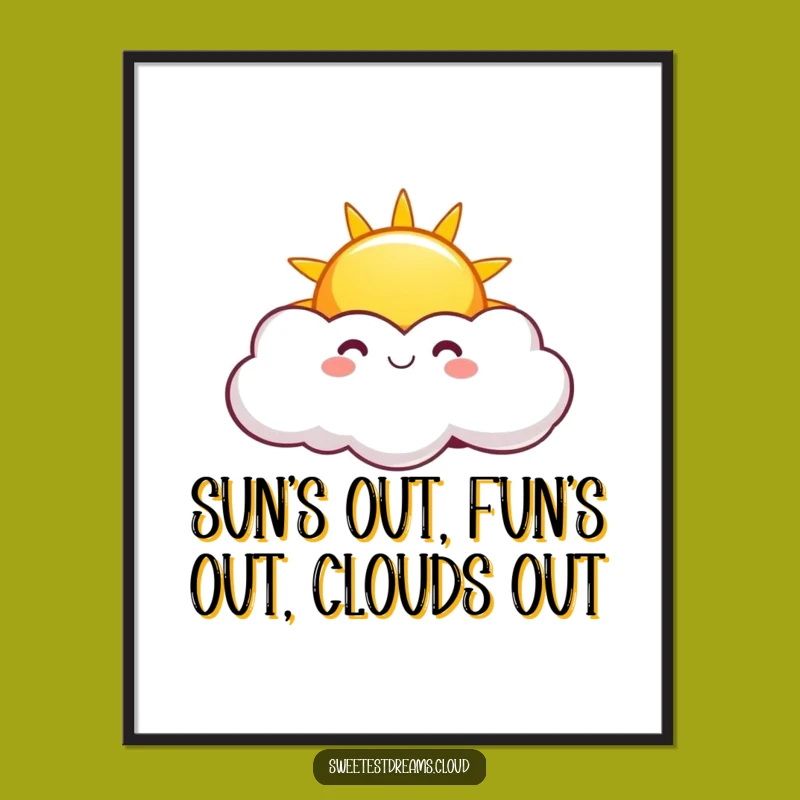 Free Printable Wall Art: Smiling Sun Funny Downloadable Gift