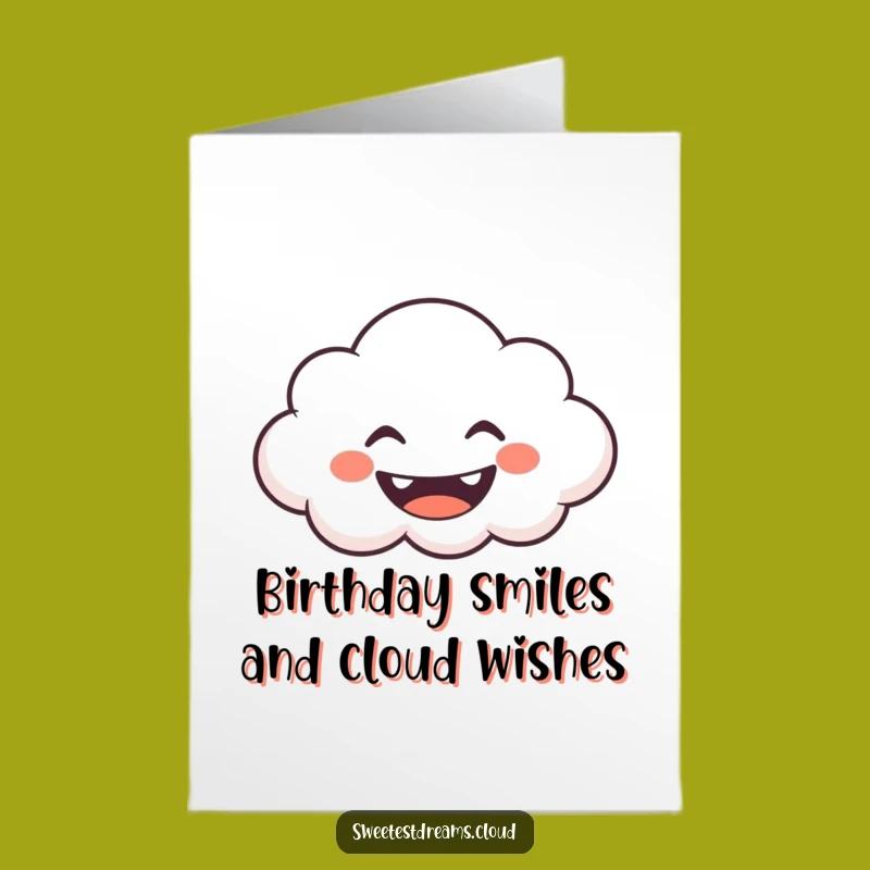 Free Printable Birthday Card: Grinning Cloud Shapes Funny Downloadable Gift