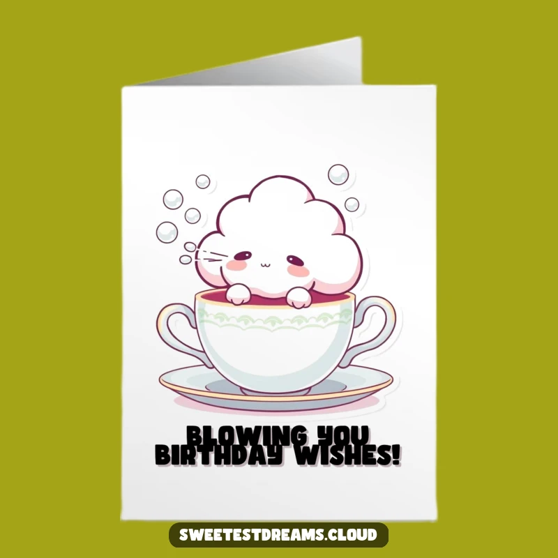 Whimsical Free Printable Cloud Birthday Card: Teacup Bubbles, Magical Downloadable Gift