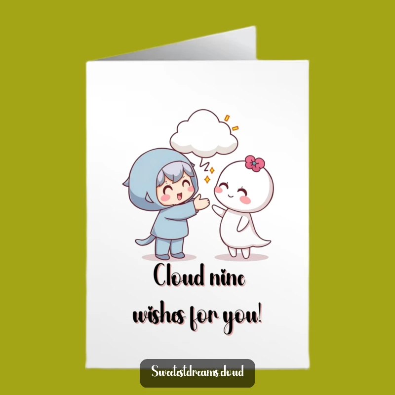 Free Printable Birthday Card: Cloud Giving Character, Downloadable & Print at Home Kindness Gift