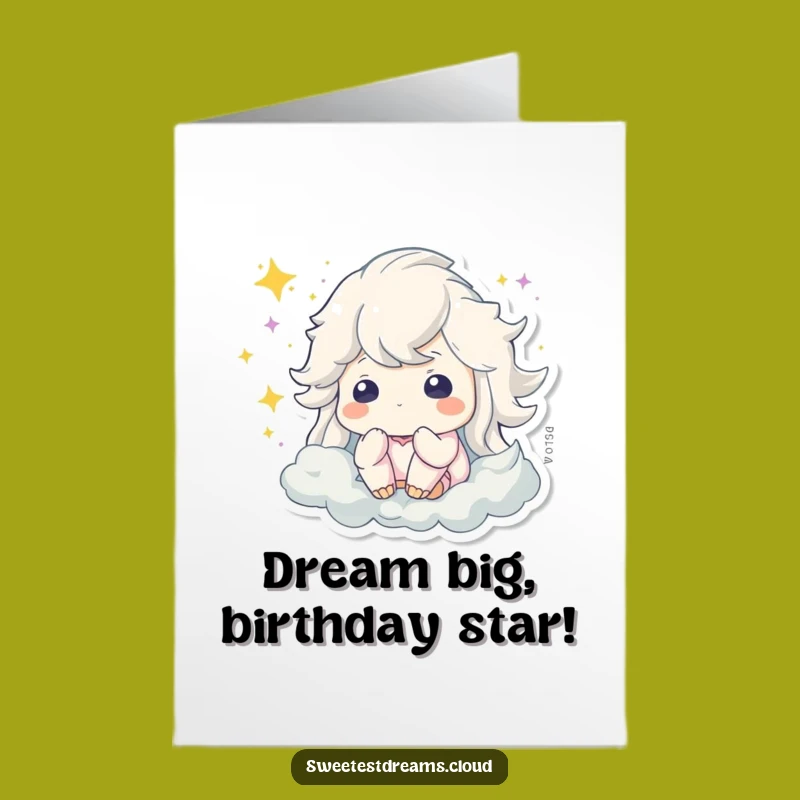 Free Printable Birthday Card: Dreamy Star Dust Character, Downloadable & Print at Home Magic Gift