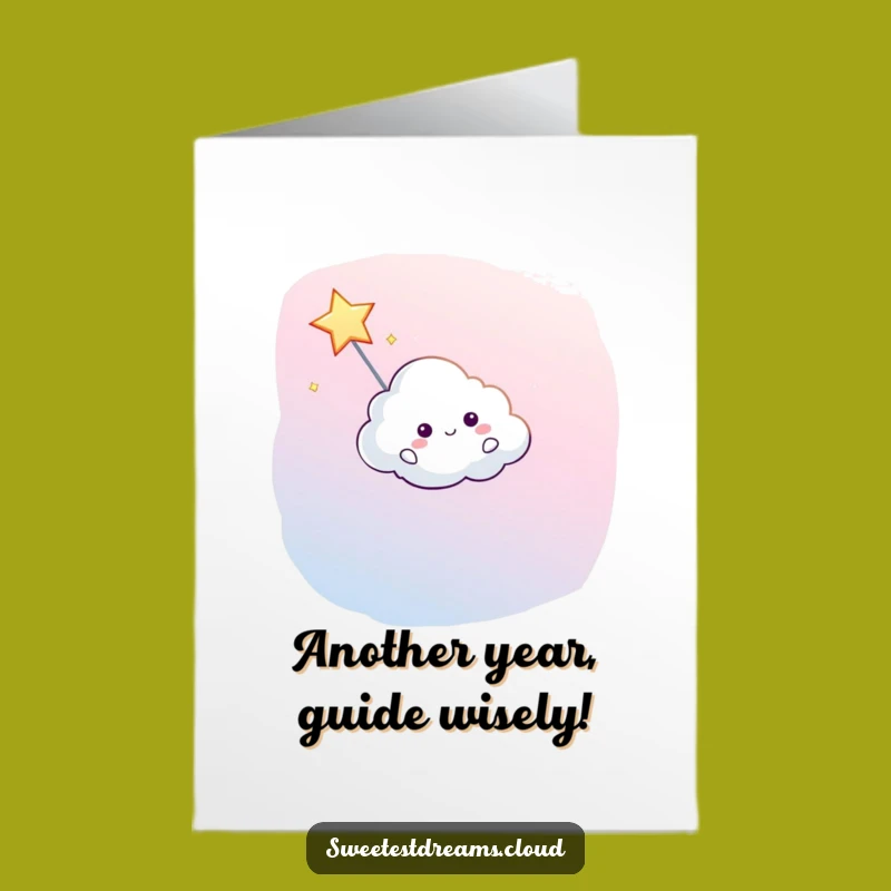 Free Printable Birthday Card: Funny Cloud Guiding Star, Downloadable DIY Gift