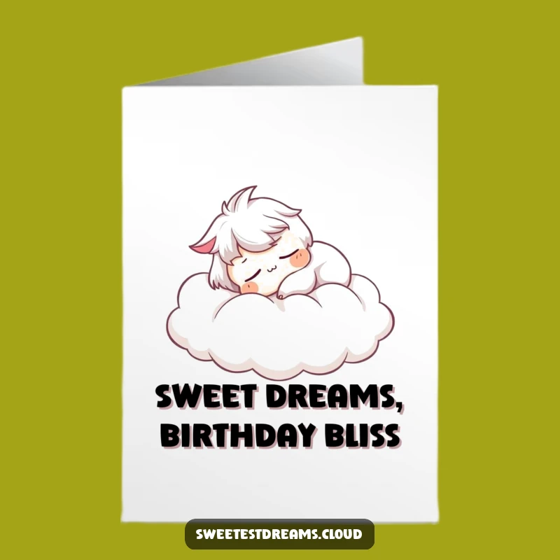 Free Printable Birthday Card: Sleeping Cloud Character, Funny Downloadable Greeting for Peaceful Wishes