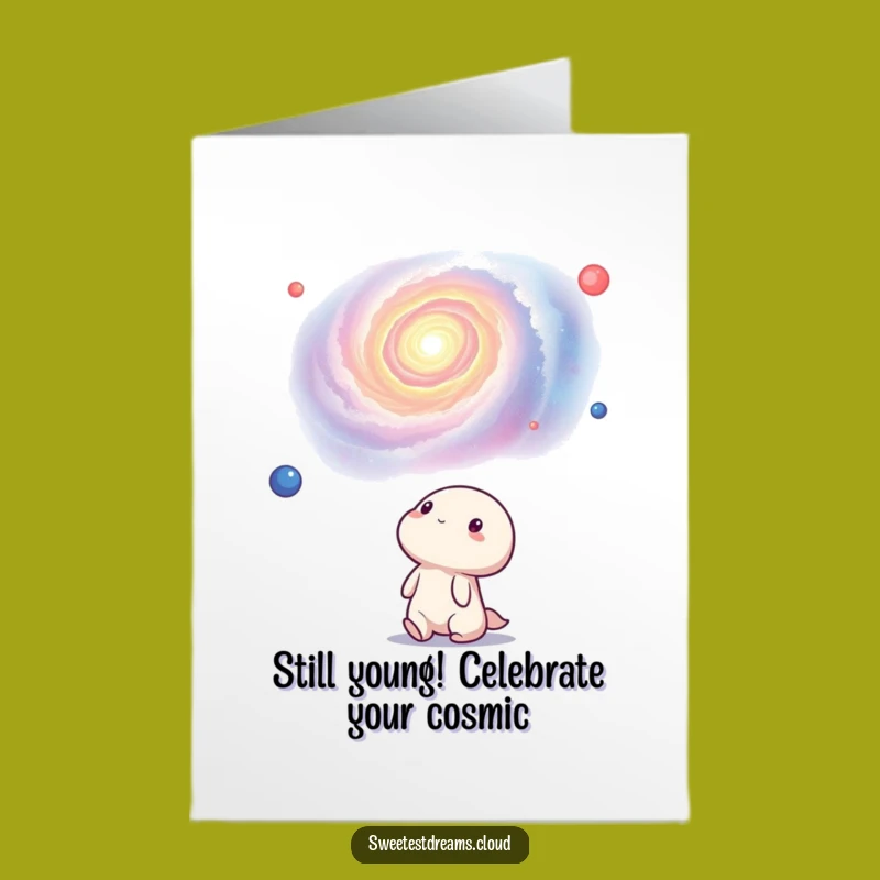 Free Printable Kawaii Nebula Birthday Card: Funny Downloadable Gift for Space Lovers