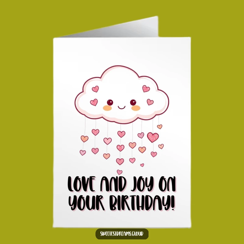 Free Printable Birthday Card: Heart Raining Cloud Funny Downloadable Gift