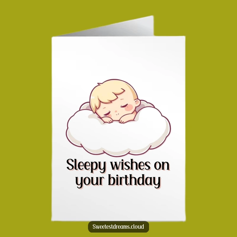 Free Printable Birthday Card: Sleepy Cloud Character Funny Downloadable Gift
