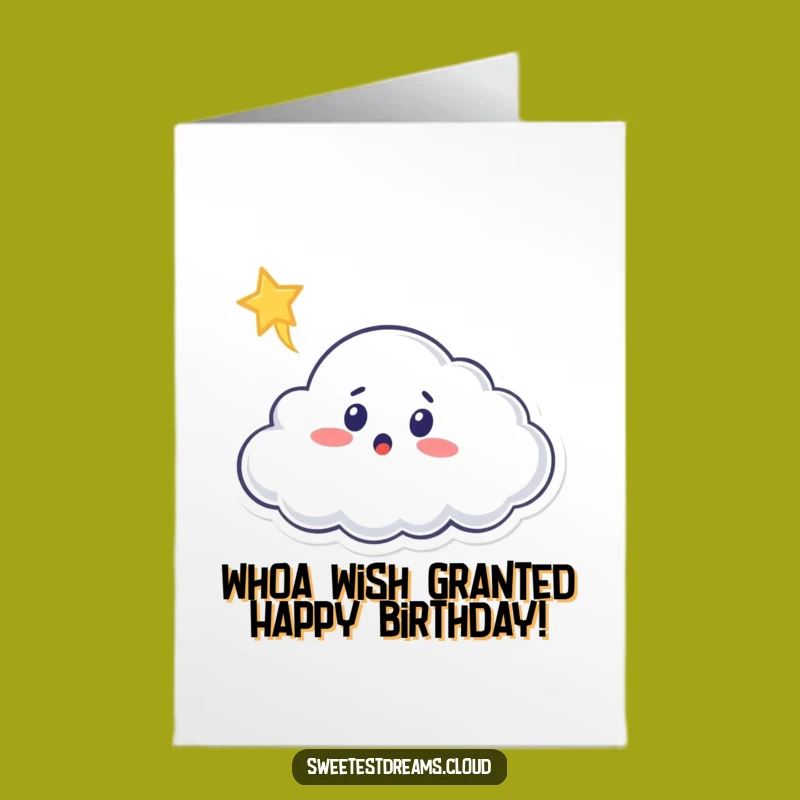 Free Printable Funny Birthday Card: Surprised Cloud Sees Shooting Star Gift