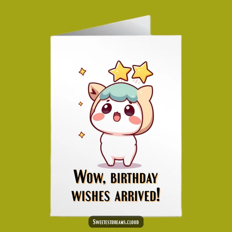 Surprised Star Birthday Card: Free Printable Kawaii Shooting Star Greeting