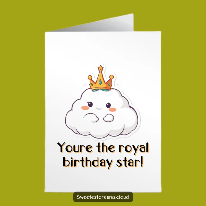 Regal Free Printable Cloud Birthday Card: Crowned Floater, Majestic Downloadable Gift