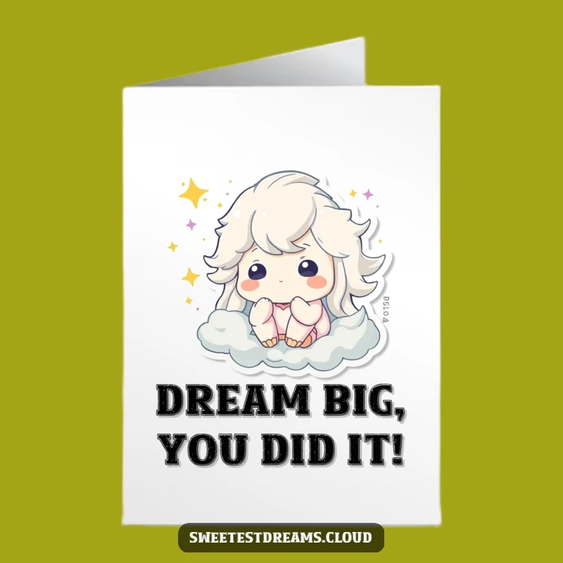 Free Printable Congrats Card: Dreamy Success Character, Downloadable & Print at Home Joyful Gift