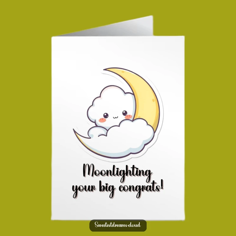 Free Printable Congrats Card: Moon Cloud Peek, Funny Achievement Downloadable!