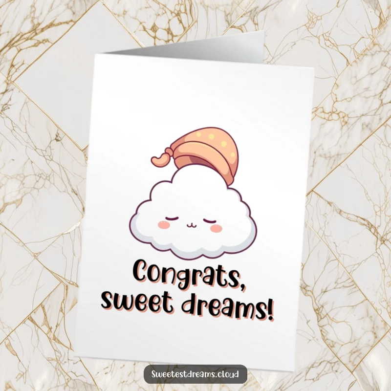 Funny Free Printable Congratulations Card featuring a sleepy cloud character gently floating, celebrating success with peaceful ease.