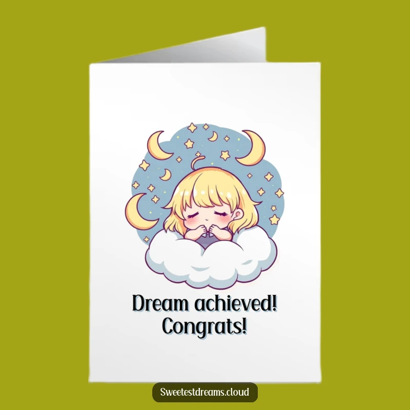 Free Printable Congratulations Card: Dreamy Character, Funny Downloadable Greeting for Big Achievements