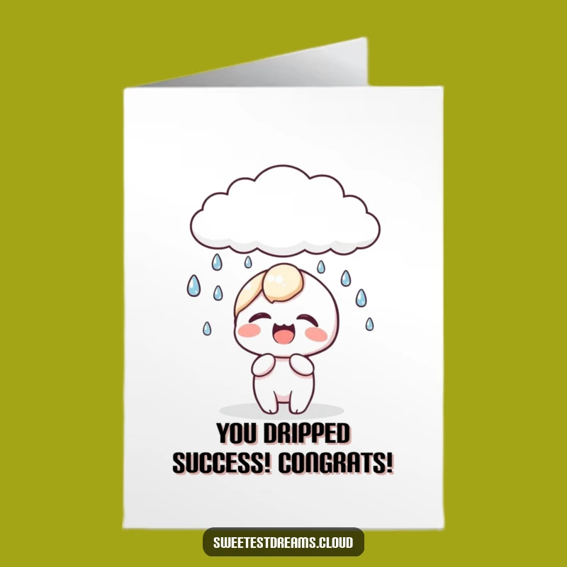 Free Printable Congrats Card: Giggling Kawaii Dewdrops Success Funny Downloadable Gift