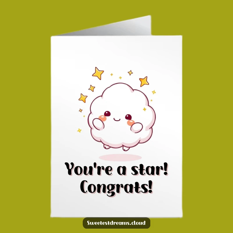 Free Printable Congrats Card: Star Tossing Cloud Funny Downloadable Gift