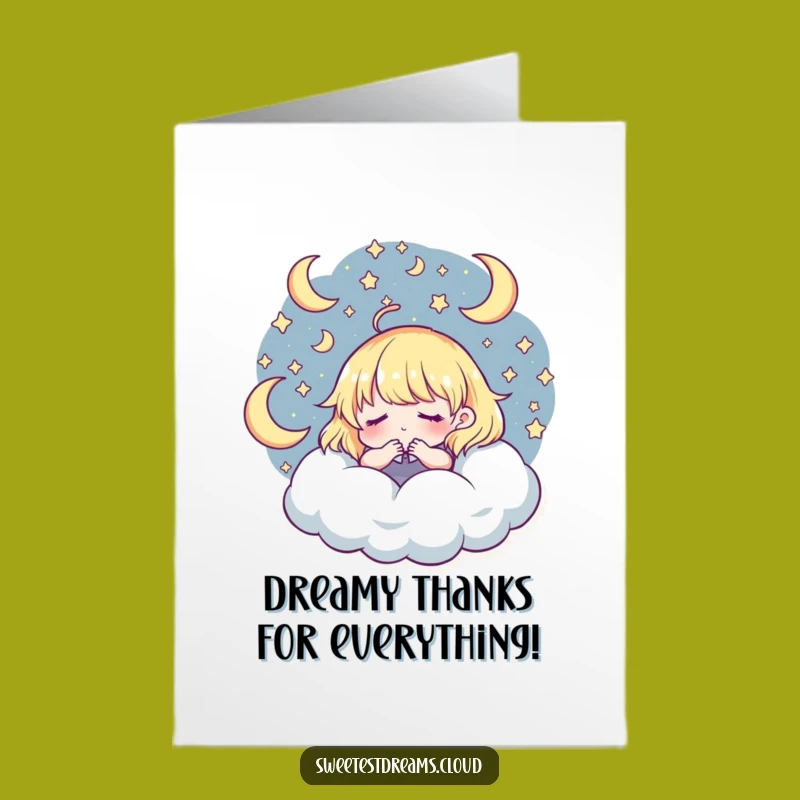 Free Printable Thank You Card: Dreamer Character, Funny Downloadable Greeting to Express Gratitude