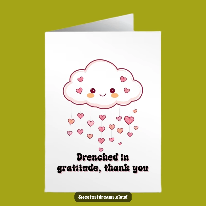 Free Printable Thank You Card: Heart Raining Cloud Funny Downloadable Gift
