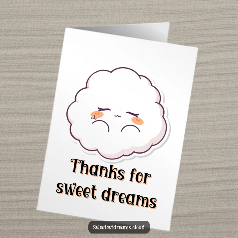 Funny Free Printable Thank You Card with a dreaming cloud character, offering thanks with serene beauty.