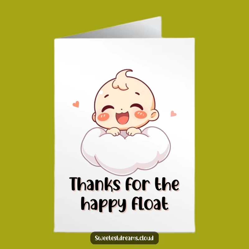 Free Printable Thank You Card: Giggling Cloud Character, Joyful Thanks, Print at Home