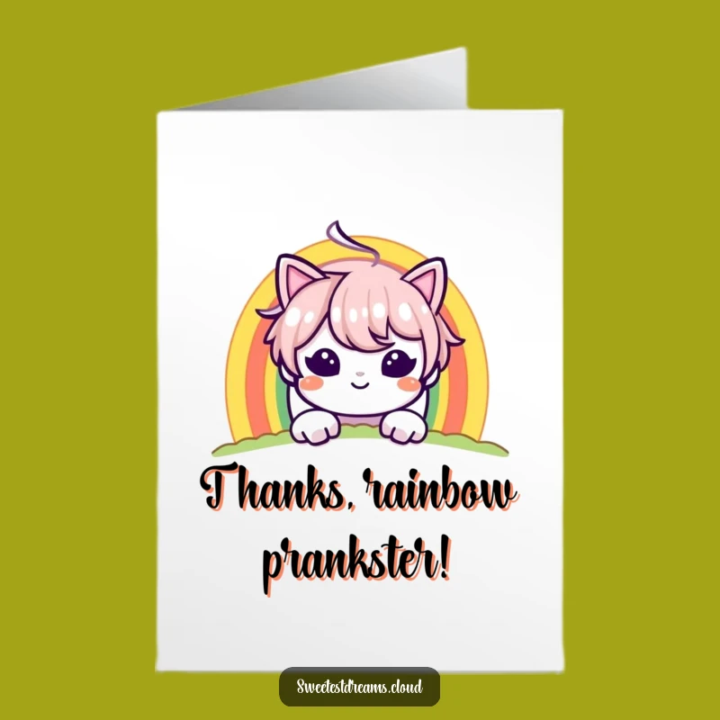 Free Printable Thank You Card: Rainbow Grin Character - Funny Downloadable Gift