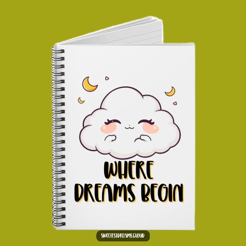Funny Cloud Dreaming Moon Notebook - Journal Your Sweet Dreams